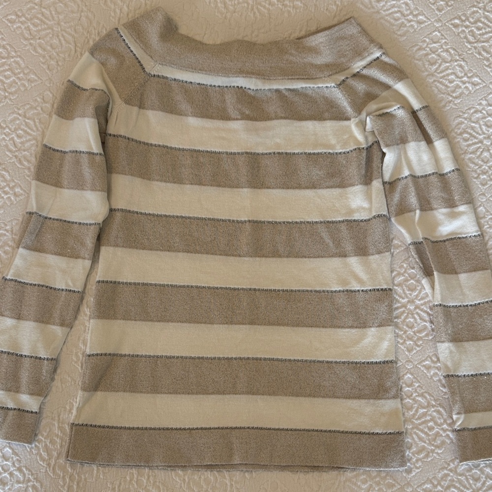 Striped Gold and Cream Women's Sweater